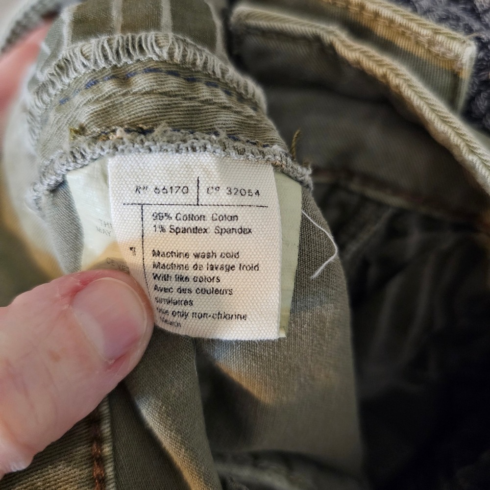 CHINO by Anthropologie Olive Green Relaxed Fit Pants Navy/Orange Side Stripe 30 - Picture 9 of 9